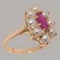 thumbnail image 2 of LBG British Made 10k Rose Gold Real Natural Ruby & Cultured Pearl Womens Engagement Ring - 33 size options - Size 8, 2 of 6