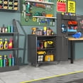 thumbnail image 5 of Izzovium Metal Garage Cabinet on Wheels, 34.65H Tool Storage with Lock, Black Organizer, 5 of 16