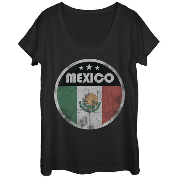 Women's Lost Gods Mexico Flag Circle Scoop Neck Black Large