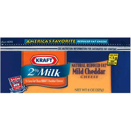 Kraft Natural Cheese: Cheddar Mild 2% Milk Reduced Fat Chunk Cheese, 8 oz