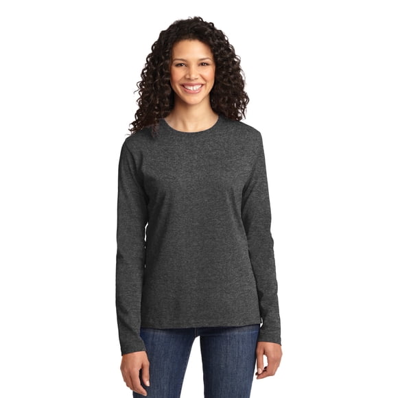 Port & Company ® Ladies Long Sleeve Core Cotton Tee. Lpc54ls Xs Dark Heather Grey