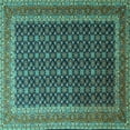 thumbnail image 1 of Ahgly Company Machine Washable Indoor Square Persian Turquoise Blue Traditional Area Rugs, 8' Square, 1 of 4