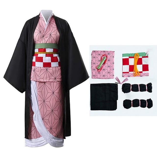 Nezuko-Disfraz de Demon Slayer para mujer, traje de Anime, No Yaiba Kimetsu, rosa, para Halloween