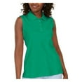 thumbnail image 2 of Karen Scott Women's Sleeveless Cotton Polo Shirt Green Verde Size L, 2 of 3