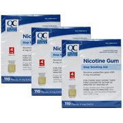 Quality Choice Nicotine Gum Stop Smoking Aid Original Flavor 1100 Pieces 4mg Each Pack of 3