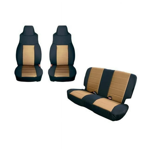 Rugged Ridge by RealTruck Seat Covers for Wrangler TJ | Black/Tan | 13292.04 | Compatible with 1997-2002 Jeep Wrangler TJ