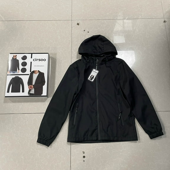 cirsoo Windbreakers,Men's Lightweight Waterproof Hooded Rain Jacket Outdoor Raincoat Shell Jacket for Hiking Travel（L）