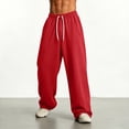 thumbnail image 4 of Smsaxvxz Sweatpants for Men Lightweight Elastic Waist Drawstring Jogger Pants Casual Loose Straight Leg Trousers with Pockets Red S, 4 of 7