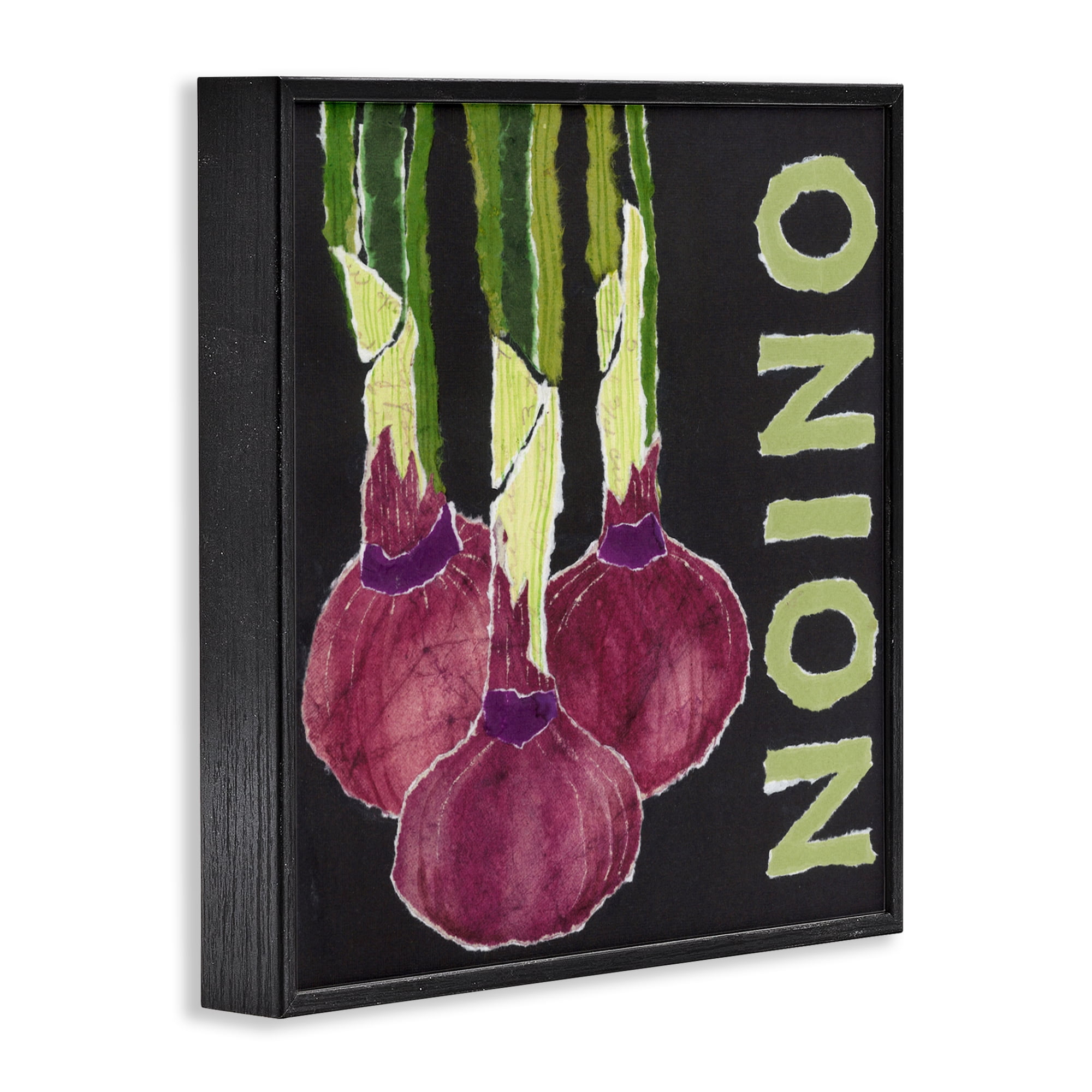 Stupell Industries Collaged Garden Onion Black Framed Giclee Art, design by Nancy Overton