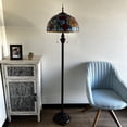 thumbnail image 6 of Tiffany Floor Lamp Blue Red Orange Stained Glass Rose Flowers For Living Room Bedroom 16"W*16"D*64"H, 6 of 7