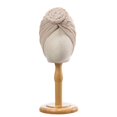 thumbnail image 4 of VJGBEGW Women Shimmer Ribbed Pre-Tied African Turban Head Wrap Knotted Crochet Top Stretch Hair Turban Cap Soft Head Scarf Beige One Size, 4 of 6