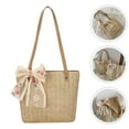 thumbnail image 4 of CHUANK Knitted Bag Handmade Straw Bag Bucket Bag Shoulder Bag (Dark Beige), 4 of 6