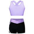 thumbnail image 3 of MSemis Kids Girls Workout Set Racer Back Sports Bra with Shorts Yoga Sports Set Lavender 12, 3 of 5