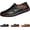 9916 Black, variant on Men's Slip - breathable casual shoes for walking, wearing flat leather shoes and loafers on one foot, for outdoor leisurely strolls