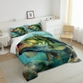 thumbnail image 3 of Hunting and Fishing Theme Twin Bedding Sets Pike Bass Fish Comforter Set, Ocean Sea River Animal Bedding Comforter Sets Vintage Lake House Duvet Insert, Animal Wildlife Down Comforter, 3 of 5