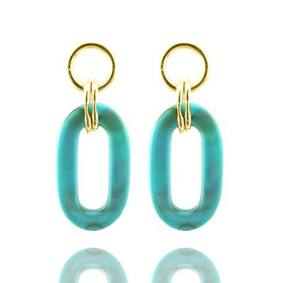 Blue Box Boutique Inc Turquoise Resin Open Oval Statement Dangle Earrings for Women, Teens