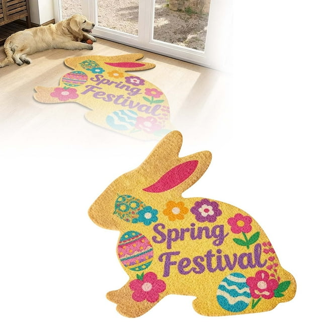 TIELUTT 2026 Easter Bunny Shaped Welcome Mat Absorbent Non and Durable Easter Mat Velvet Warm Lightweight Blanket Large Bedroom Rugs No Throw Blanket Small Rugs for Classroom Rugs for Kids Rooms