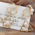 thumbnail image 4 of 4 Pcs/set Heart-shaped Round Metal Hair Clip Pentagram Geometric Pearl Hair Clip Bangs Clip Ponytail Hair Accessories for Ladies and Girls, 4 of 5