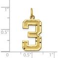 thumbnail image 4 of 14K Yellow Gold Large Brushed Diamond-Cut Number 3 Charm (20.37 X 11.27) Made In United States ln03, 4 of 5