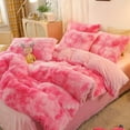 thumbnail image 3 of Wajade Plush Duvet Cover Set 3 Piece - Luxury Ultra Soft Fluffy Fuzzy Comforter Cover with 2 Pillow Shams Faux Fur Bedding Set,Full Size,Pink White, 3 of 6