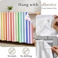 thumbnail image 6 of Colorful Striped Cabinet Curtain 28"W x 51"L, Modern Art Stripes Pink Orange Blue Dust-Proof Privacy Curtain for Closet Shelves Self Adhesive, Sink Skirt for Bathroom Vanity Kitchen Laundry Room, 6 of 9