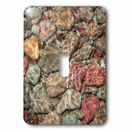 3dRose USA, Montana, Glacier NP. Multi-colored stones on St Mary Lake, Single Toggle Switch