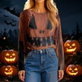 thumbnail image 6 of Trgacdwlo Halloween Sweatshirts for Women Vintage Ghost Pattern Long Sleeve Womens Tunic Tops Cat Pumpkin Print Fall Pullover Shirts, 6 of 8