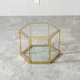 thumbnail image 4 of Modular Gold Stainless Steel Coffee Table Set – Interchangeable Hexagonal Glass End Tables for Living Room, Bedroom, or Lounge Spaces (Gold,6), 4 of 7