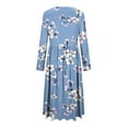 thumbnail image 5 of SMihono Long Sleeve Casual Dress Round Neck Pocket Dress Comfy Lightweight Breathable Fabric Fashionable Printed Dress for Daily Work Vacation Parties Sky Blue S, 5 of 6