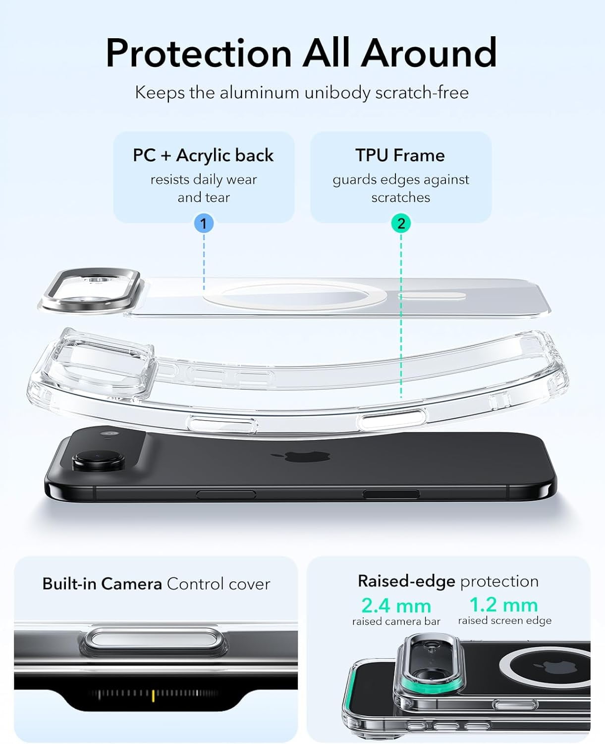 CRKMGS-ESR for iPhone Air Case with Stash Stand, Compatible with MagSafe, Military-Grade Drop Protection Magnetic Phone Case for iPhone 17 Air, Scratch-Resistant Back Cover,Clear
