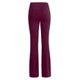 thumbnail image 3 of Frontwalk Ladies Bottoms High Waist Loungewear Wide Leg Trousers Summer Stretch Harem Pants Solid Color Activewear Wine Red L, 3 of 4