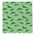 thumbnail image 2 of Ambesonne Sea Animals Shower Curtain, Cartoon Sharks Swimming, 69"Wx75"L, Fern Green, 2 of 4
