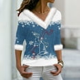 thumbnail image 1 of Jusqu'à 50 % de Réduction! Aqestyerly Hauts de Noël pour Femmes Liquidation Pull Imprimé Col en V Manches Longues, 1 of 3