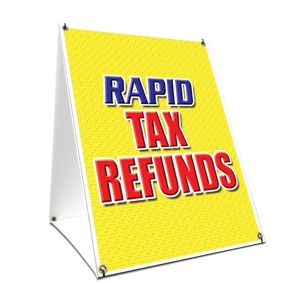 A-frame Sidewalk Rapid Tax Refunds Sign With Graphics On Each Side | 18" X 24" Print Size