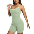 thumbnail image 2 of Riecok Womens Yoga Bodysuit Seamless Stretchy Sleeveless Jumpsuits Solid Spaghetti Strap Workout Shapewear, 2 of 6