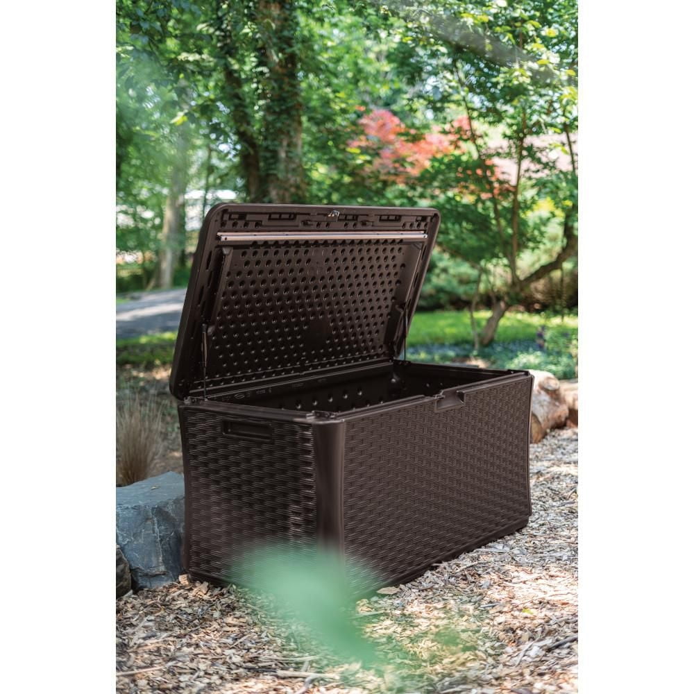 Suncast Extra Large Deck Box – 134 gal. Resin Outdoor Storage, Java