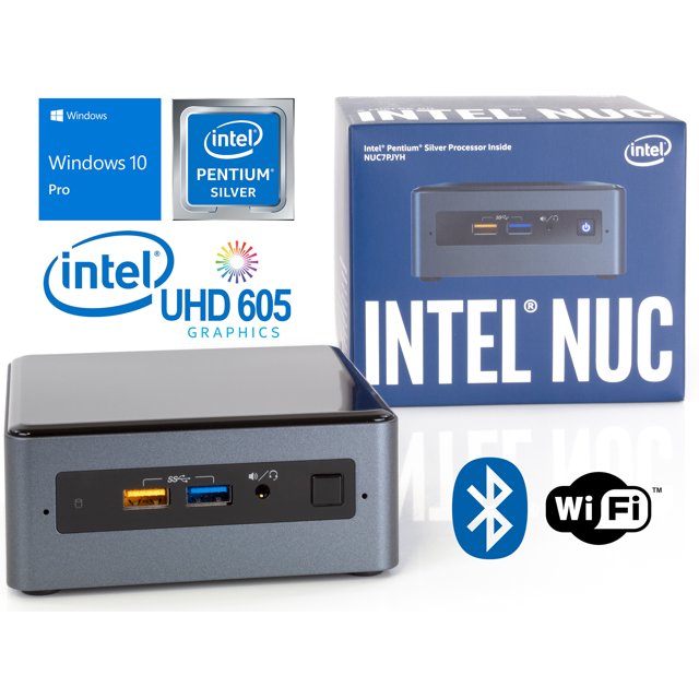 Intel NUC7PJYH Mini PC, Intel Pentium Silver J5005 Upto 2.8GHz, 16GB RAM, 2TB SSD, HDMI, Card Reader, Wi-Fi, Bluetooth, Windows 10 Pro