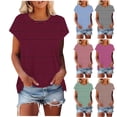 thumbnail image 2 of Npasoilc Printed Short Sleeve Tops for Women Round Neck Raglan Stripe Casual Fashion Blouses, 2 of 8