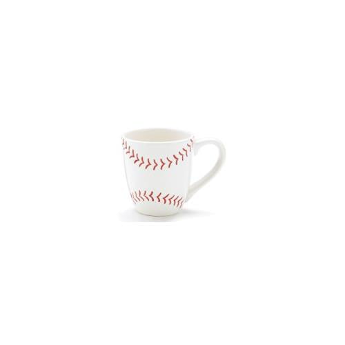 Burton & Burton Baseball 13 oz Ceramic Coffee Mug Great Gift for Sports Fans,white with red baseball pattern,13 ounce
