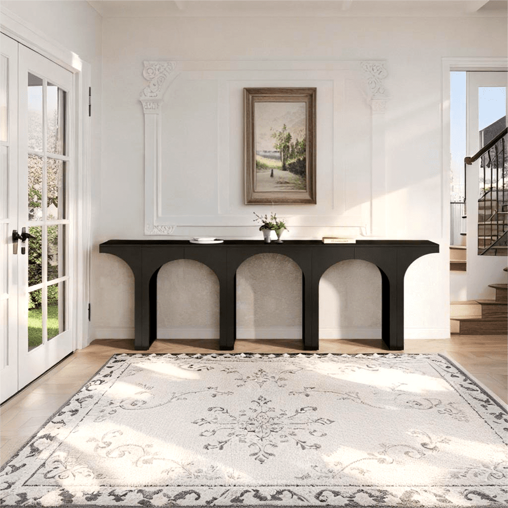 Fnova 47" Modern Console Table with Arched Design, Narrow Sofa Table for Entryway, Hallway, Living Room, Foyer Accent Table, Easy Assembly
