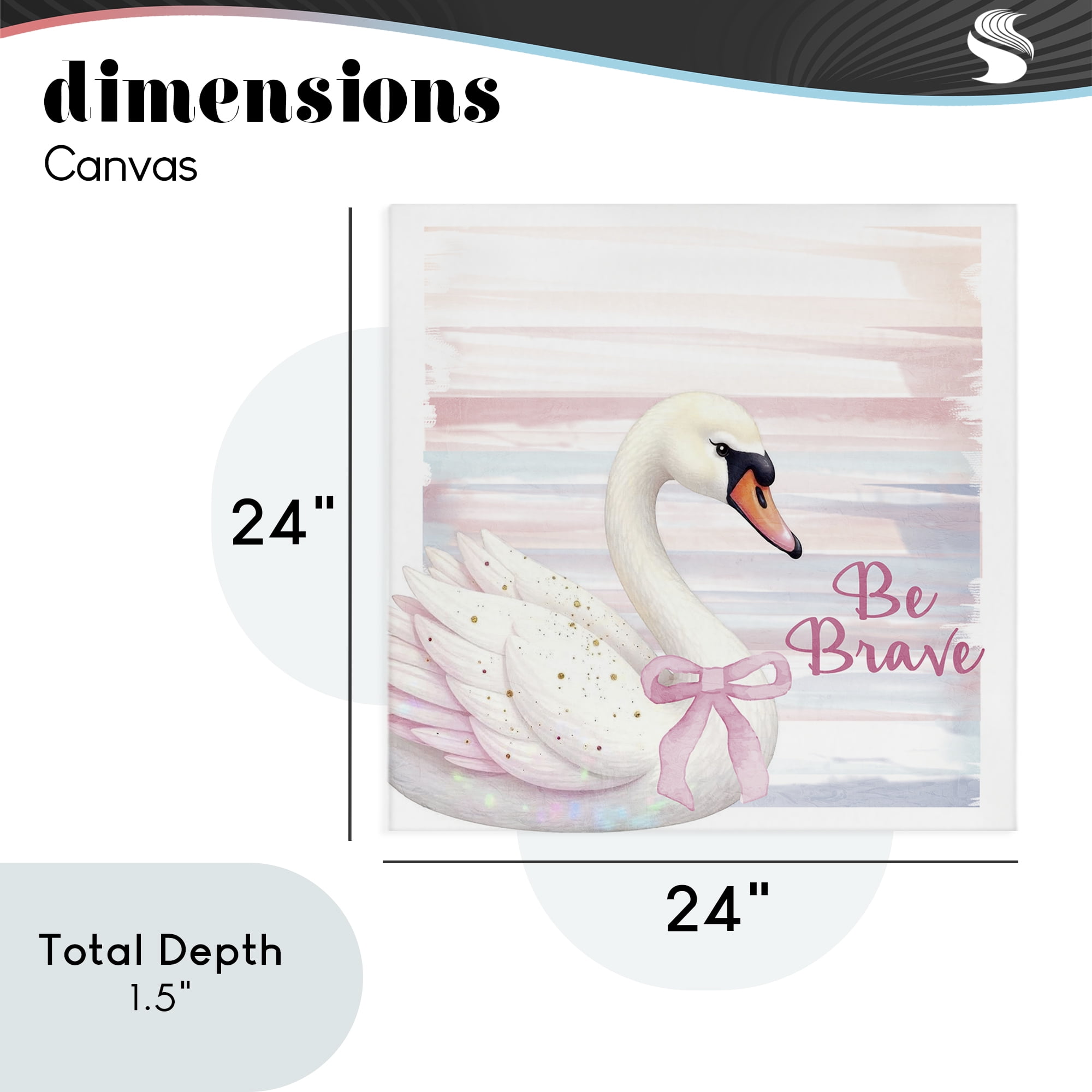 Be Brave Pastel Swan Canvas Wall Art, design by Kim Allen
