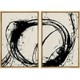 thumbnail image 3 of PixonSign Framed Wall Art Set Geometric Graffiti Paint Stroke Circles Collage Abstract Modern Artwork Minimalism Decor Nordic Vintage Canvas Print for Room, Entryway - 24"x36"x2 Panels Natural, 3 of 5