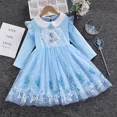 thumbnail image 4 of Disney 2-10Y Frozen Snow Queen Elsa Princesa Vestido Niñas Primavera Otoño Ropa Niños Manga Larga Para Fiesta Infantil Vestido Elsa, 4 of 5