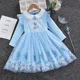 thumbnail image 4 of Disney 2-10Y Frozen Snow Queen Elsa Princesa Vestido Niñas Primavera Otoño Ropa Niños Manga Larga Para Fiesta Infantil Vestido Elsa, 4 of 5