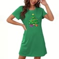 thumbnail image 1 of Camisón corto navideño para mujer, talla grande, cuello redondo, manga corta, estampado en el pecho, vestido de noche para mujer, 1 of 3