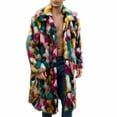 thumbnail image 4 of safuny Men Mid Long Casual Faux Mink Coat Breasted Business Faux Cozy Fur Jacket Winter Classic Fur Lapel Outerwear Multicolor L, 4 of 9