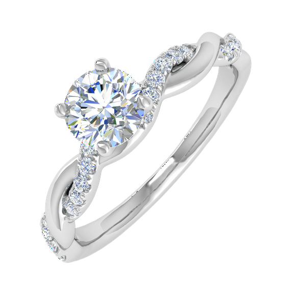 1/2 Carat Prong Set Solitaire Diamond Engagement Ring Band in 14K White Gold (Ring Size 8.5)