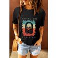 thumbnail image 2 of ABPHQTO Camiseta raglán estampada negra de MUSICON WORLD OFF para mujer, 2 of 5