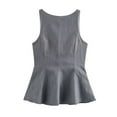 thumbnail image 3 of Bow- Tie Backless Tank Top Sleeveless Waisted Skirt Style Women'S Top Grey S, 3 of 9