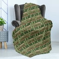 thumbnail image 4 of Cactus Soft Flannel Fleece Throw Blanket, Cartoon Style Saguaro Cactus on Zigzag Stripes Background, Cozy Plush for Indoor and Outdoor Use, 60" x 80", Green Pale Brown Beige, by Ambesonne, 4 of 5